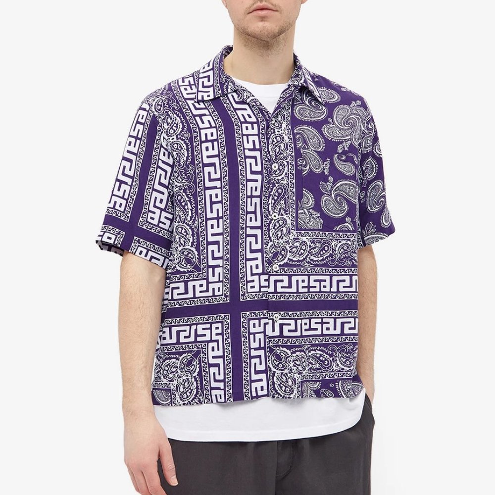 Aries Bandana Print Hawaiian Shortsleeve Shirt - Navy - Picture 2 of 8